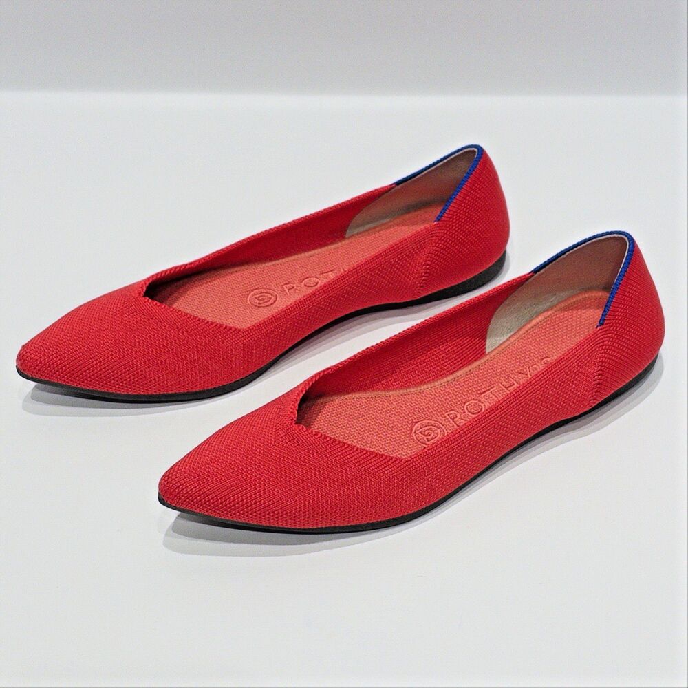 Rothy’s Point Toe Knit Slip On Ballet Flats Red Women Size 6 - Minimal Wear!